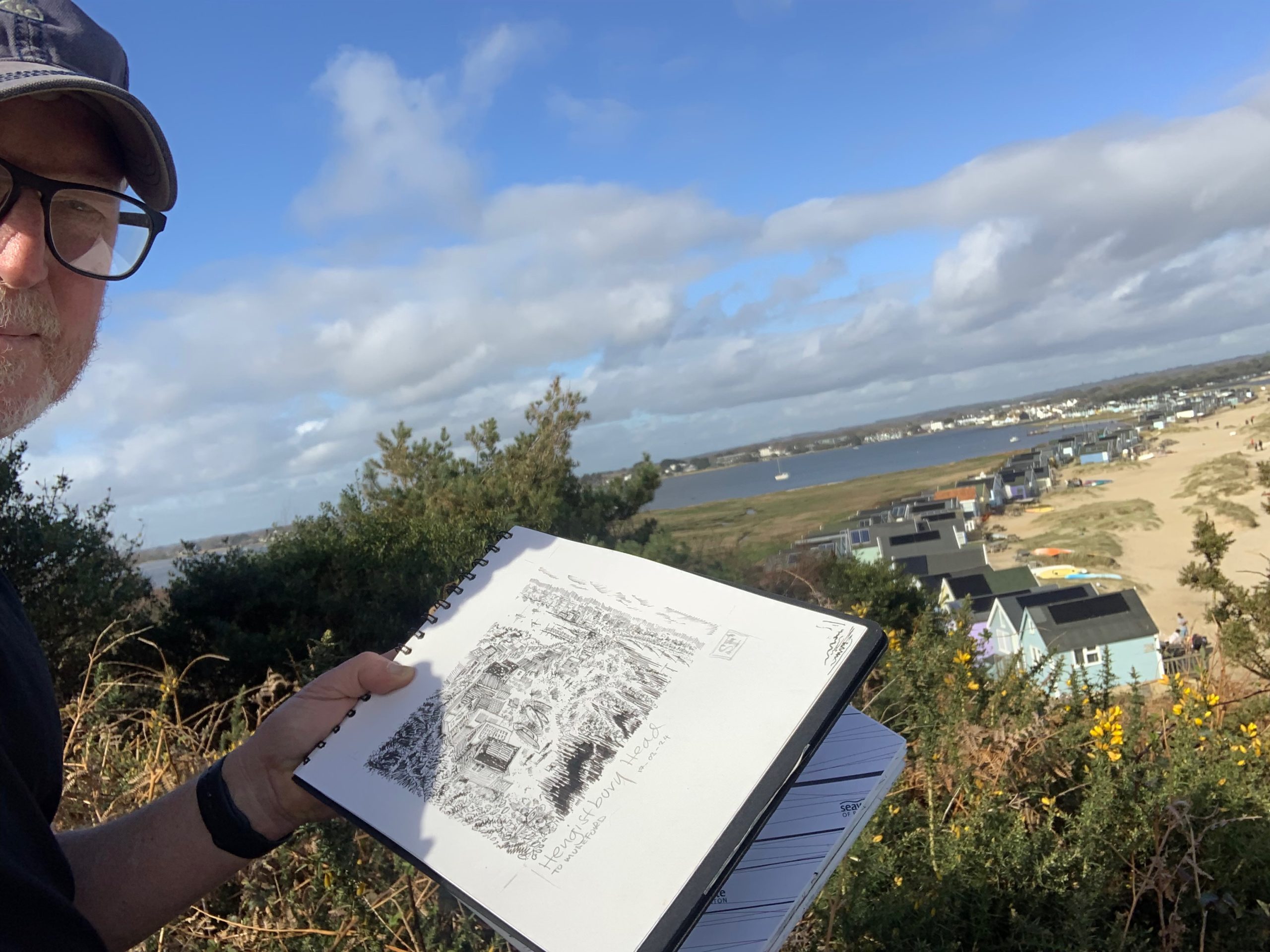 shaun-sketching-hengistbury-head