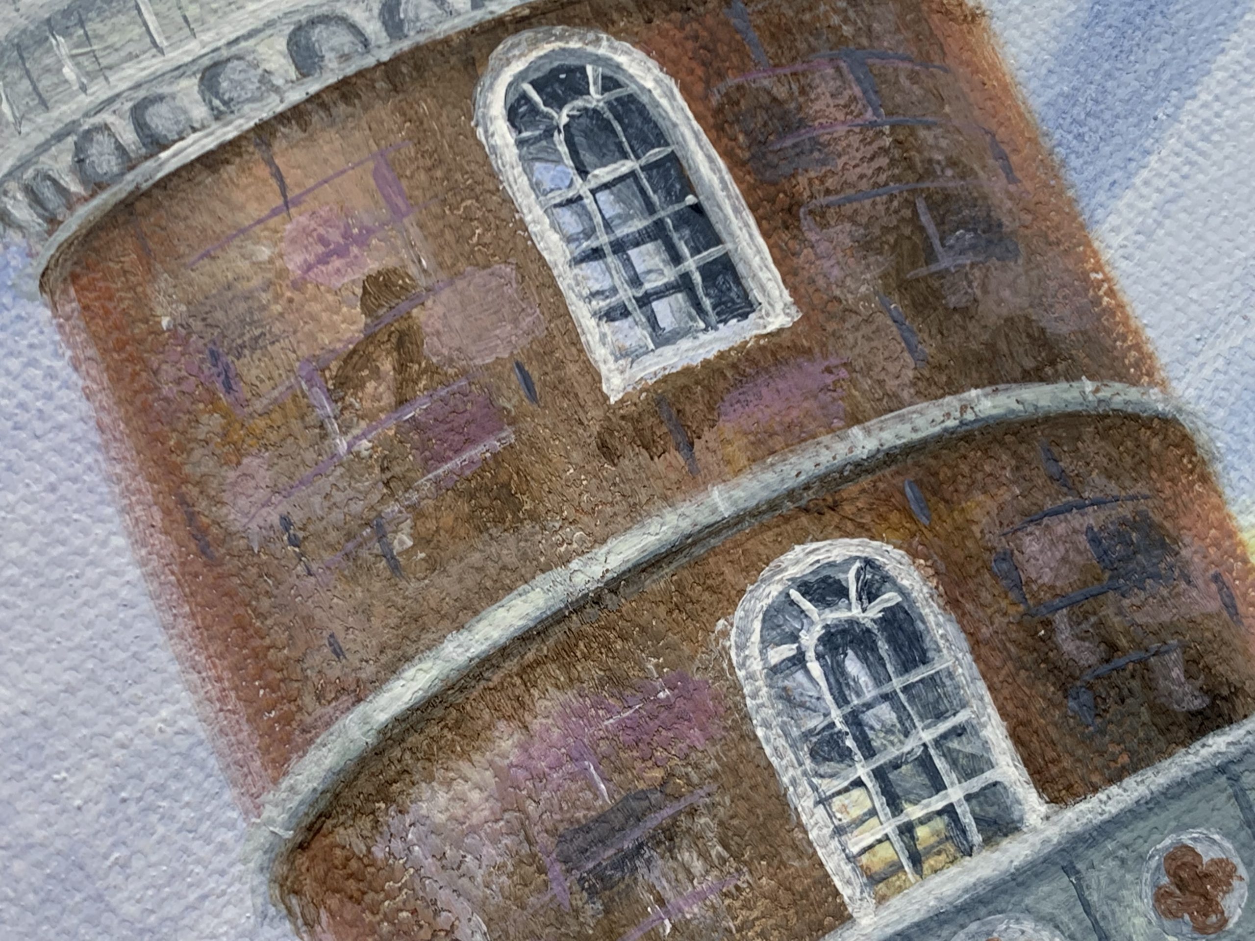 detail of 'Clavell Tower - the original' painted by Shaun Forward