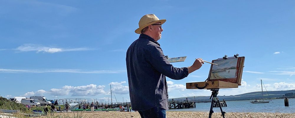 shaun forward plein air at lake pier