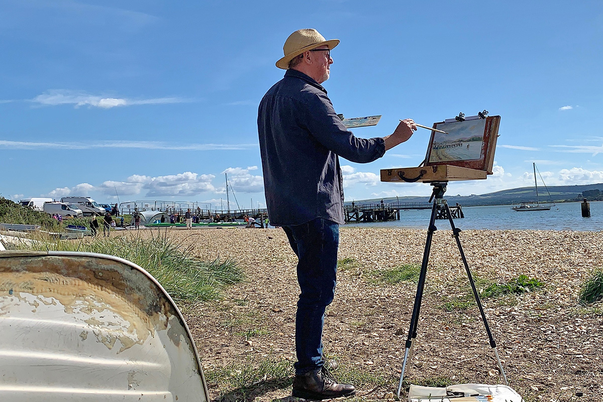 shaun forward plein air at lake pier